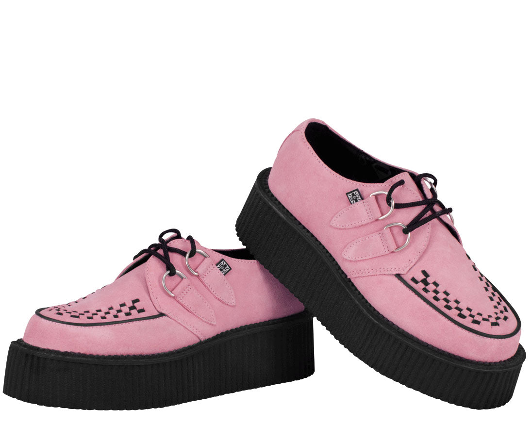 T.U.K PINK SUEDE ROUND VIVA MONDO CREEPER