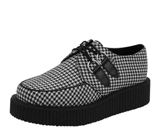 T.U.K BLACK/WHITE HOUNDSTOOTH ROUND VIVA LOW CREEPER
