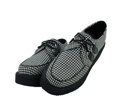 T.U.K BLACK/WHITE HOUNDSTOOTH ROUND VIVA LOW CREEPER