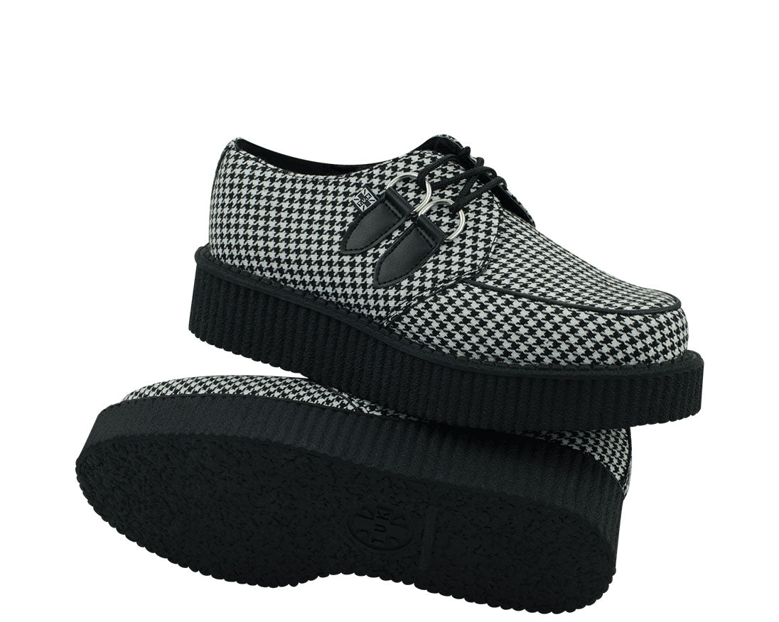 T.U.K BLACK/WHITE HOUNDSTOOTH ROUND VIVA LOW CREEPER