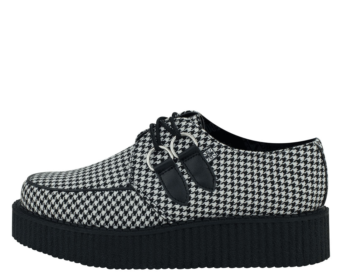 T.U.K BLACK/WHITE HOUNDSTOOTH ROUND VIVA LOW CREEPER
