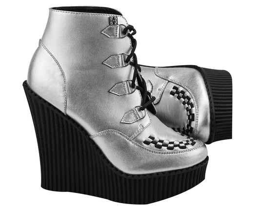 T.U.K SILVER CREEPER BOOTIE WEDGE