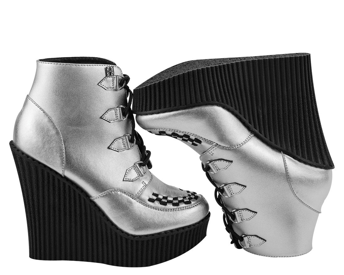 T.U.K SILVER CREEPER BOOTIE WEDGE