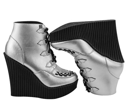T.U.K SILVER CREEPER BOOTIE WEDGE
