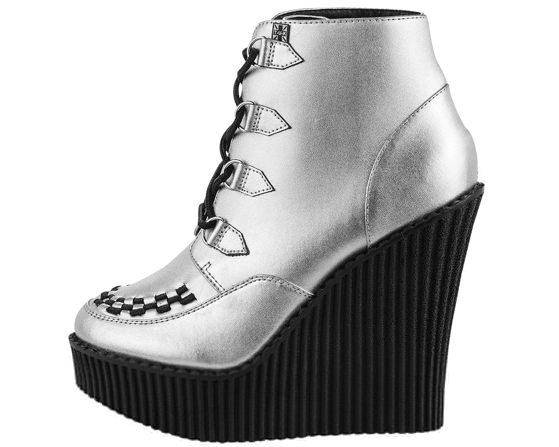 T.U.K SILVER CREEPER BOOTIE WEDGE