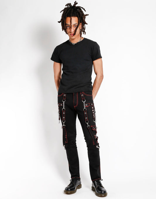 NO EXCUSE PANT , BLK/RED STITCH
