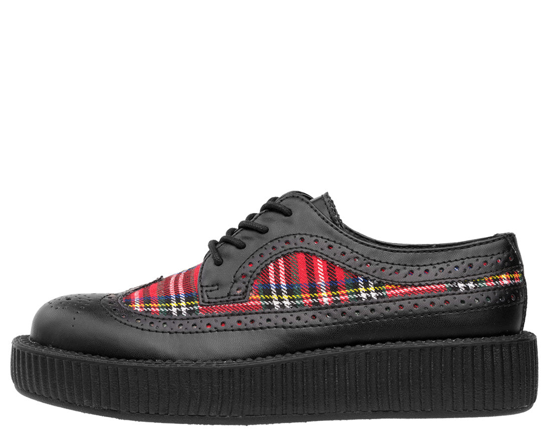 T.U.K BLACK/PLAID WINGTIP VIVA LOW CREEPER