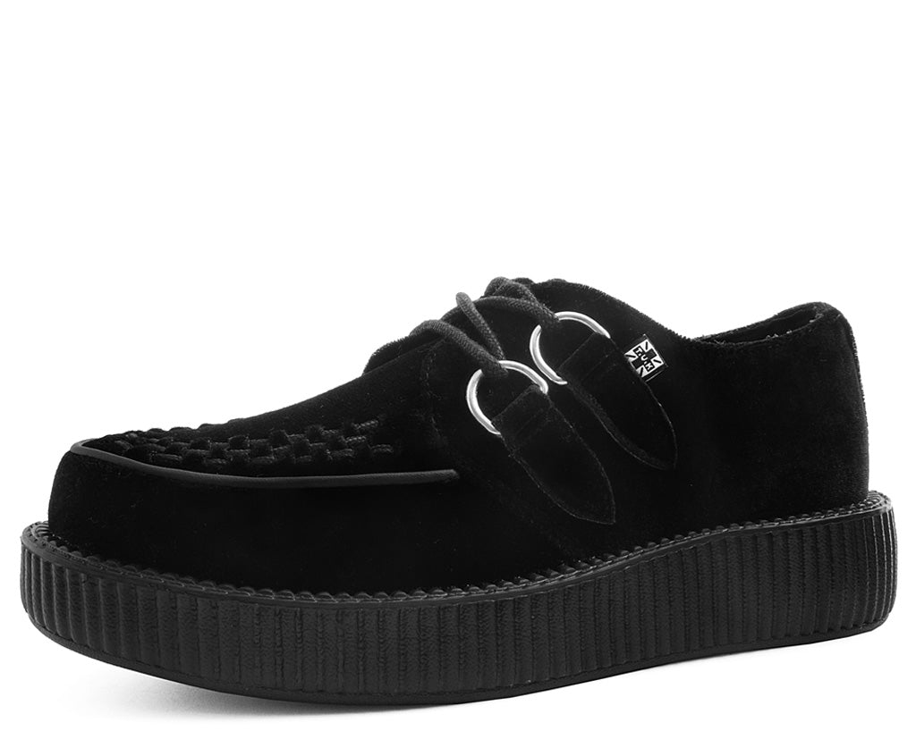 T.U.K BLACK SUEDE VIVA LOW CREEPER