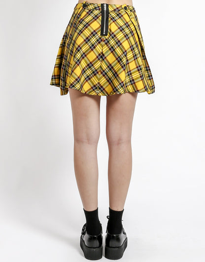 Tripp Nyc Pleated Plaid Yellow Skirt Tripp NYC XL Black Yellow