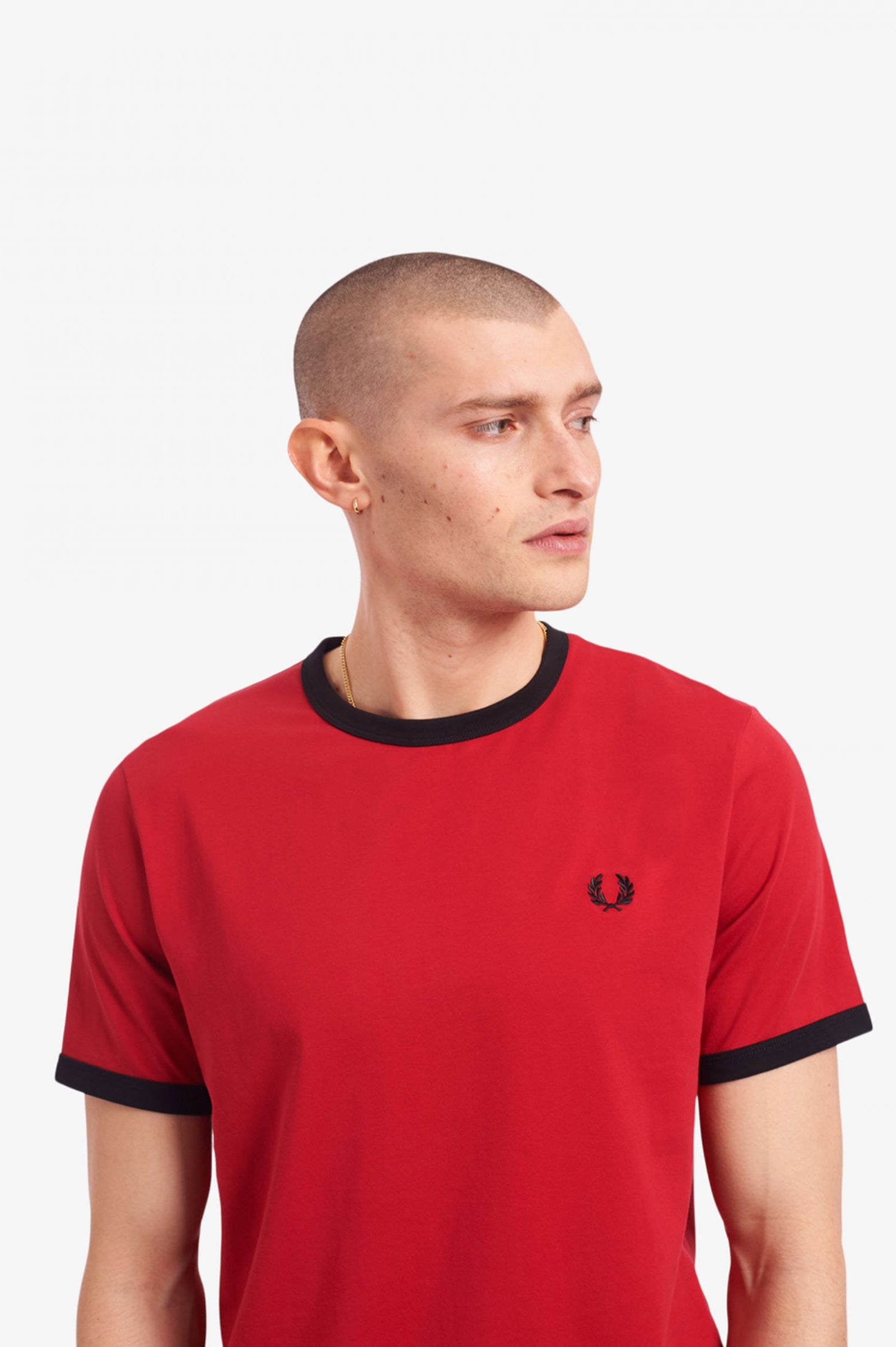 Fred perry ringer hot sale t shirt red