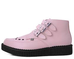 T.U.K PINK TUKSKIN 3 BUCKLE POINTED CREEPER BOOT