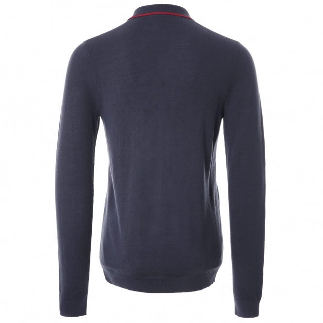 LONG SLEEVE TIPPED LSLV KNITTED SHIRT (DARK CARBON/RED)
