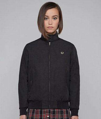 FRED PERRY MADE IN ENGLAND WOMENS HARRINGTON JACKET BLK/CHAMPAGNE