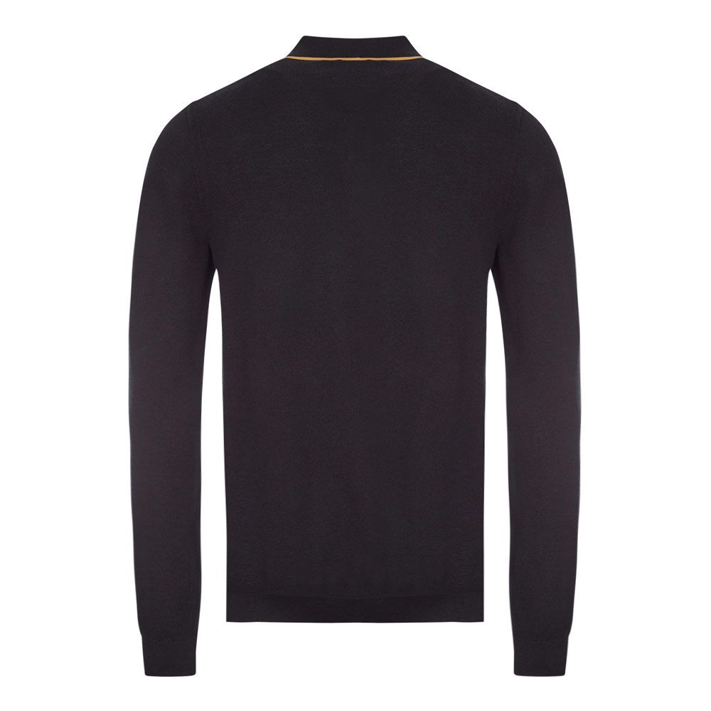 LONG SLEEVE TIPPED LSLV KNITTED SHIRT (BLACK/CHAMPAGNE)
