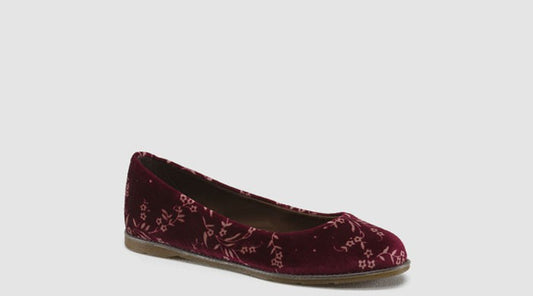 MARIE CHERRY RED VELVET BLOSSOM FLAT