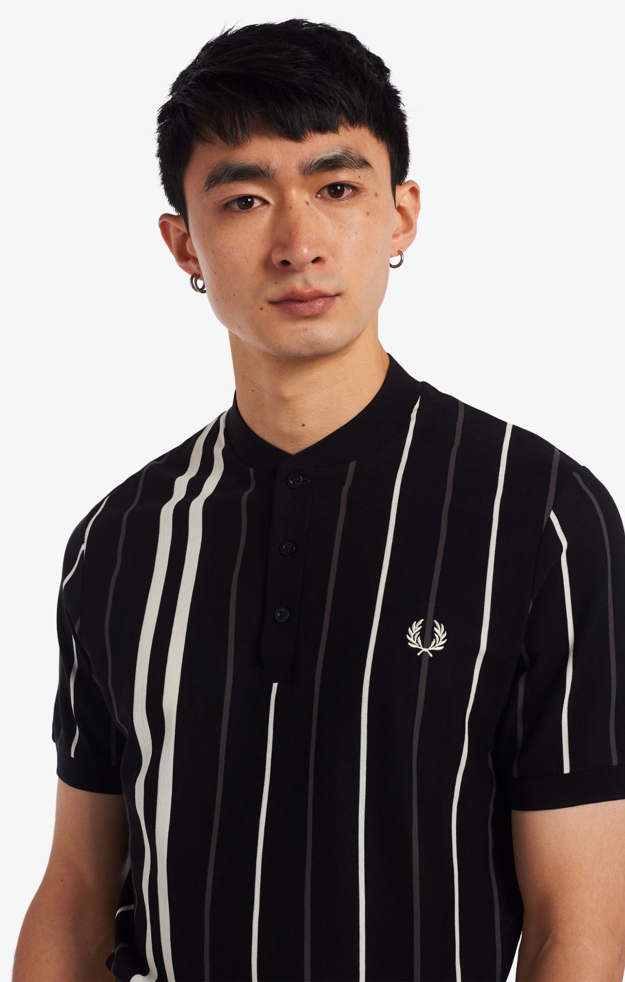 Striped Henley Polo Shirt
