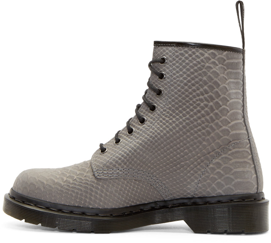 Gray Python Boots 1460 Grey Python Emboss Leather Lace Up Boot – Posers Hollywood