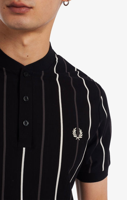 Striped Henley Polo Shirt