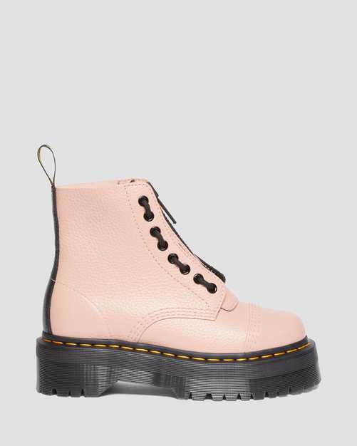 SINCLAIR MILLED NAPPA LEATHER PLATFORM BOOTS (Peach)