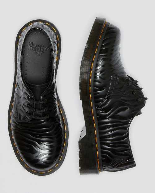 1461 Black Emboss Zebra Gloss Oxfords Shoes