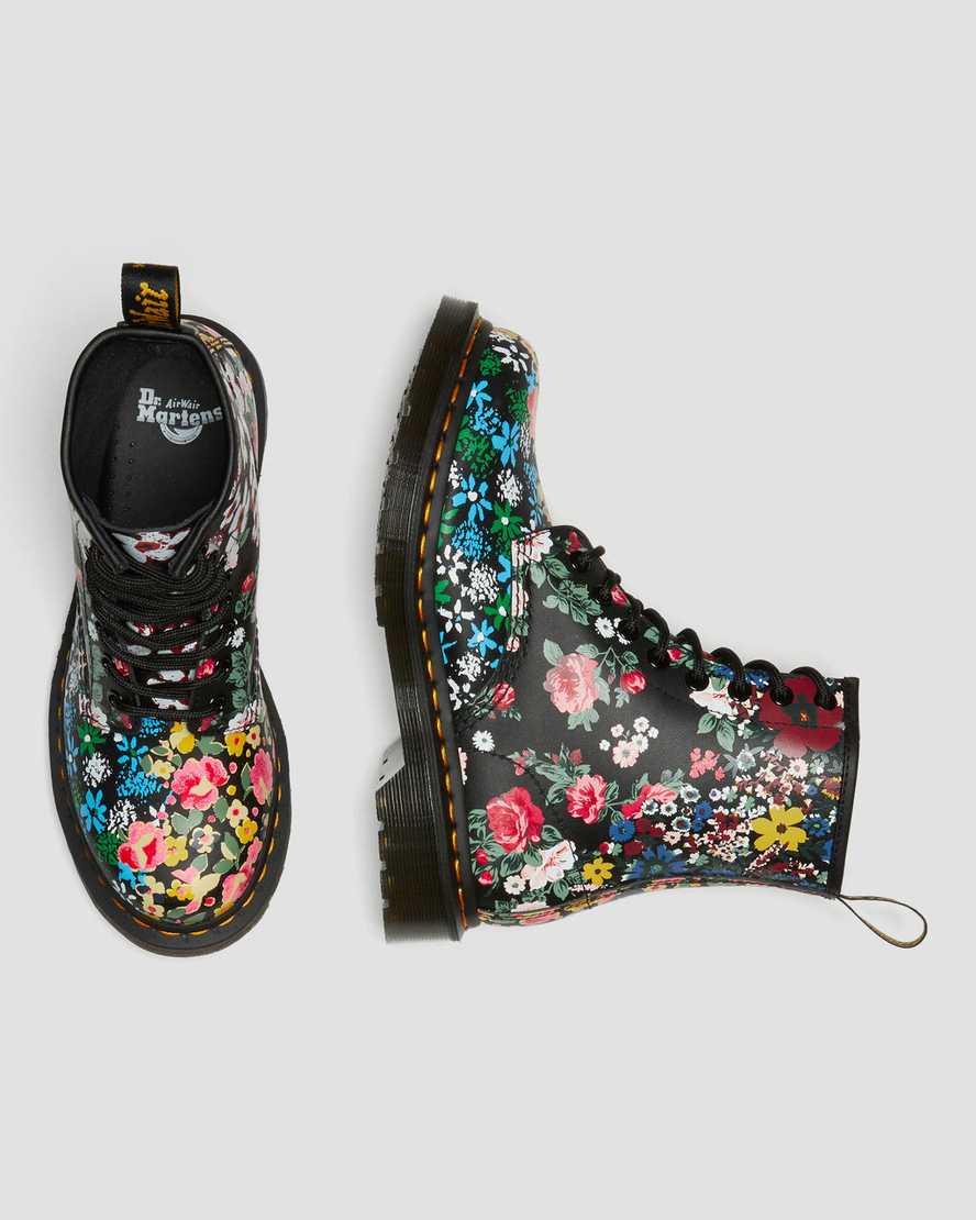 1460 PASCAL WHITE+BLACK FLORAL MASH UP BOOT – Posers Hollywood