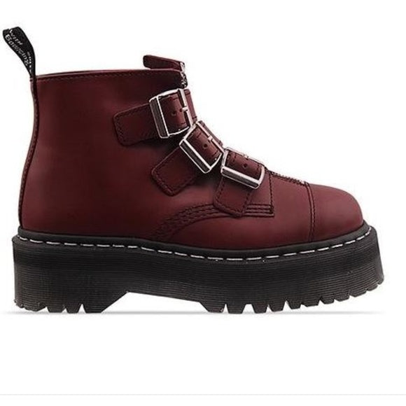 AGGY STRAP CHERRY RED SMOOTH PLATFORM BOOT