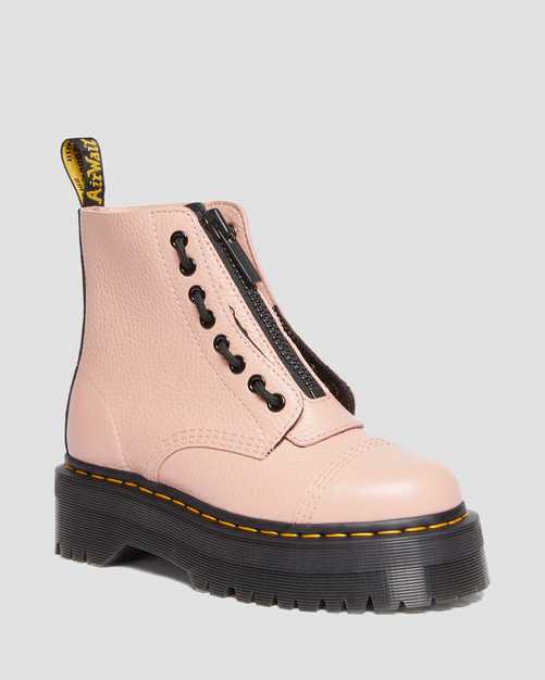 SINCLAIR MILLED NAPPA LEATHER PLATFORM BOOTS (Peach)