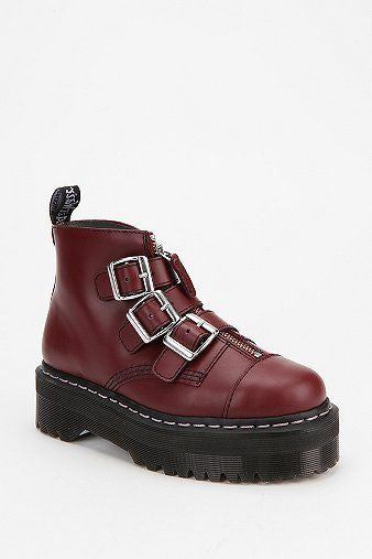 AGGY STRAP CHERRY RED SMOOTH PLATFORM BOOT